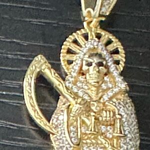 Gold Iced Out Grim Reaper Pendant